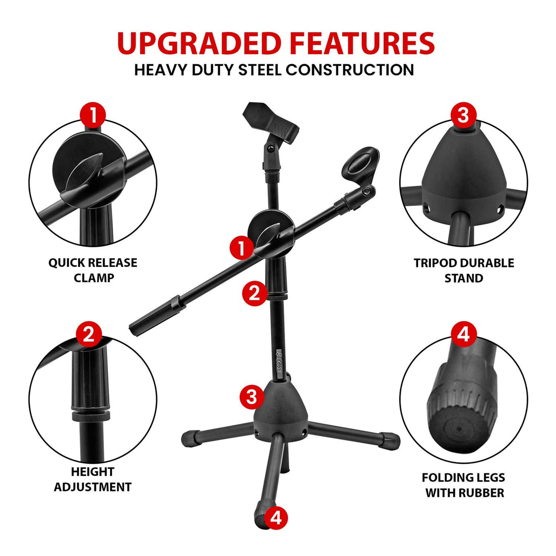 Short boom stand by 5Core for tabletop or floor mic use