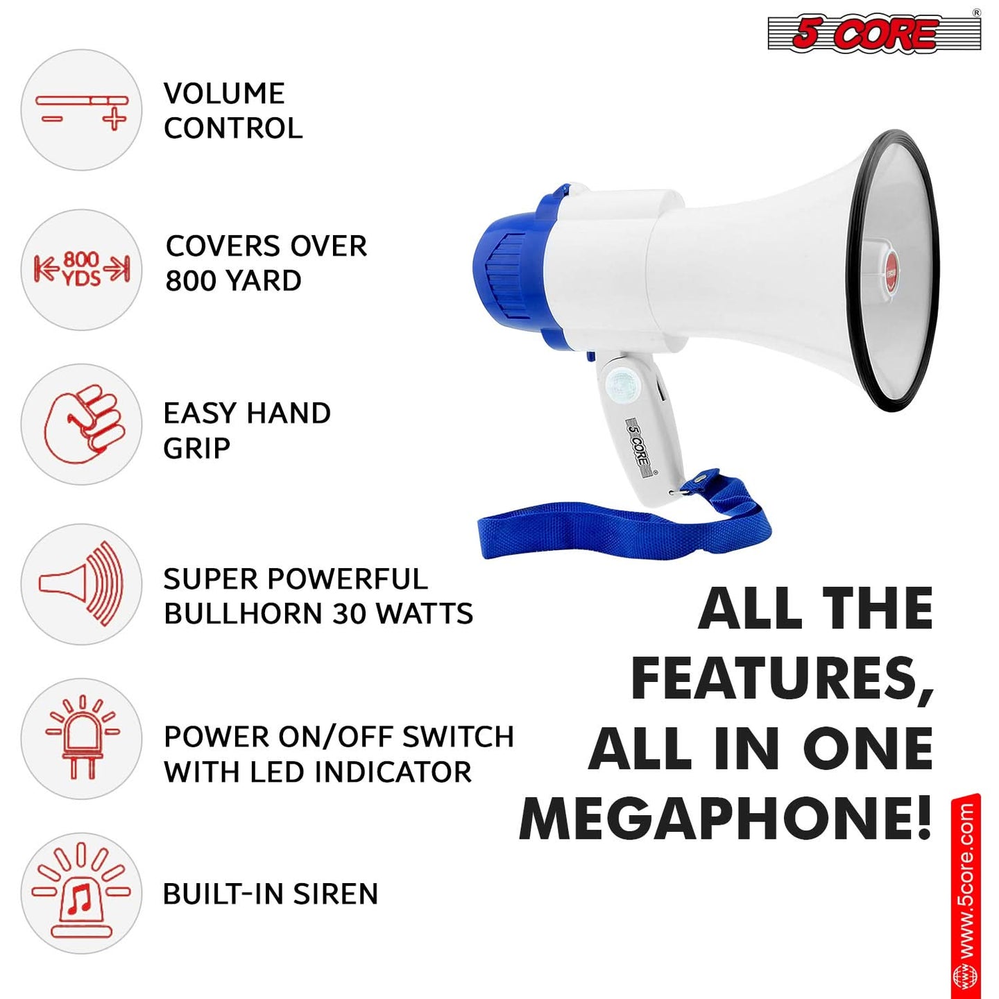 Mega phone, megaphone speaker, and cheer megaphone with handle.