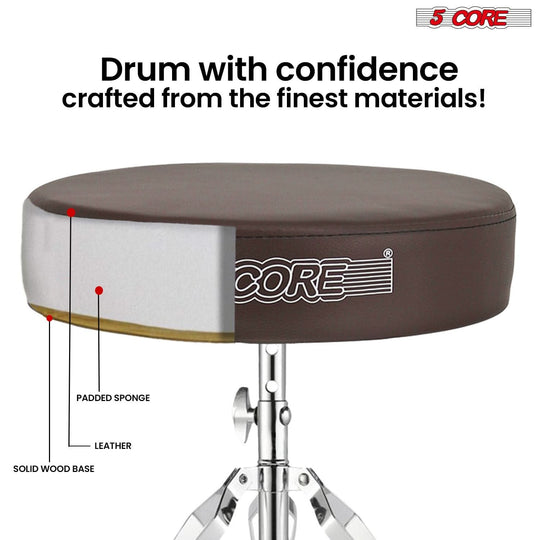 Durable guitar stool with cushioned seat and drum practice pad