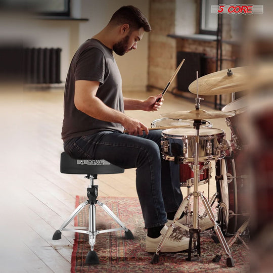 5Core drum throne padded adjustable guitar stool black