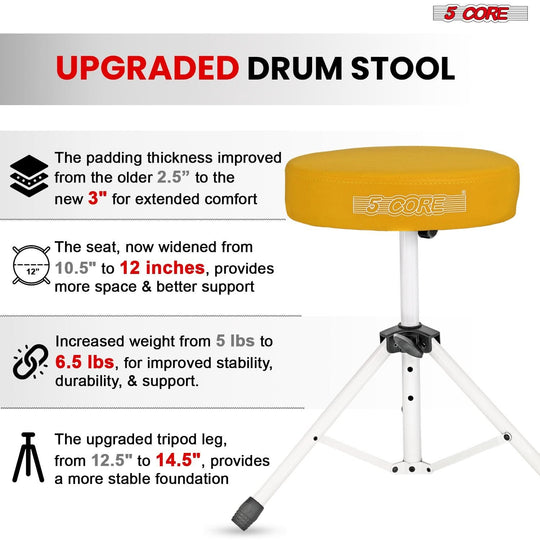 Thick padded drum throne offering superior comfort and sturdy support for extended drumming sessions