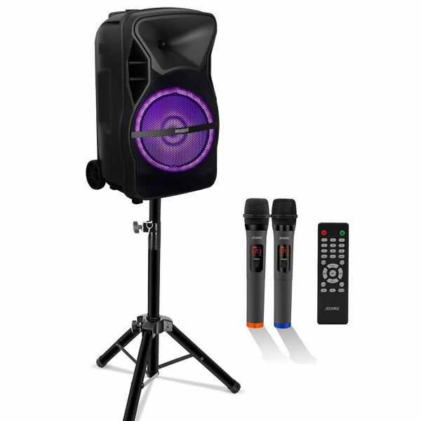 Bluetooth PA speaker with versatile input options for seamless connectivity and dynamic sound.