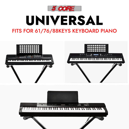 5Core Keyboard Stand Single X Style Adjustable Lift Piano Riser Black