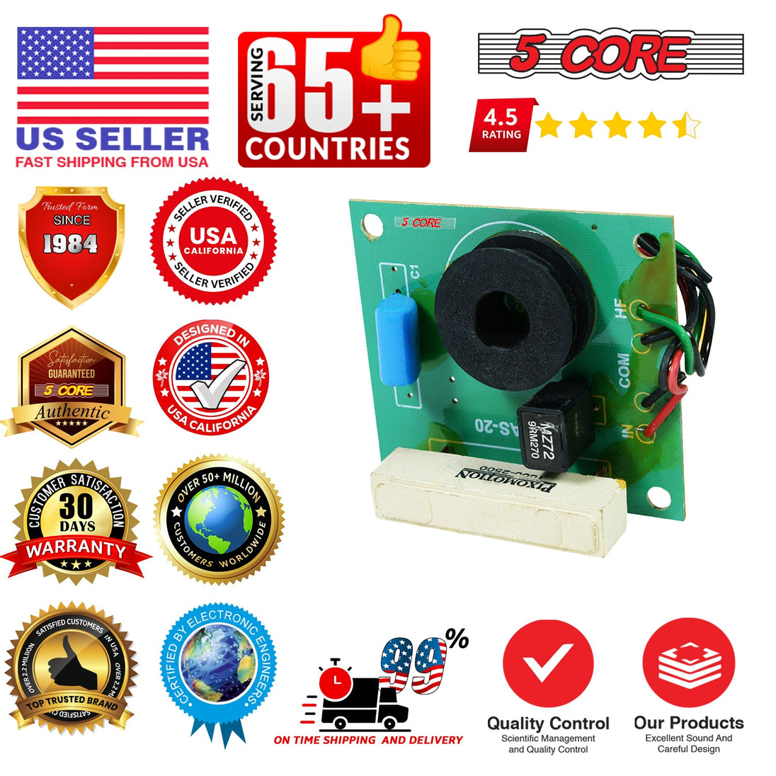 5 Core 1 Way Passive Cross Over Network Frequency Divider Metalised Polyester Capacitors