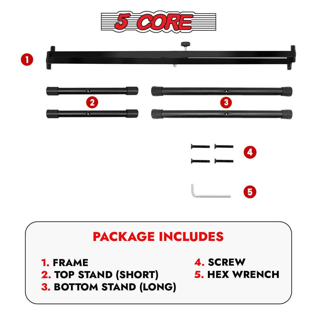 5Core keyboard stand single X style adjustable lift piano riser black for 49 to 88 keys