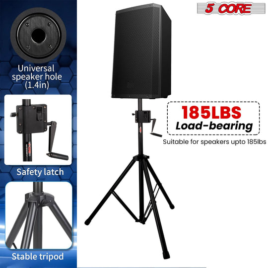 5 Core speaker tripod stand with reinforced base and telescoping design