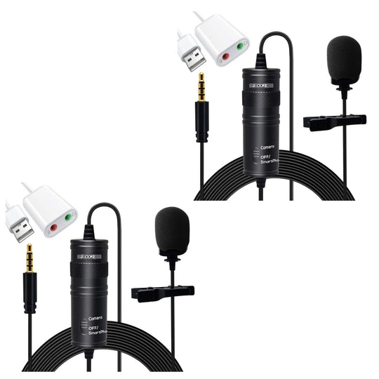 Set of camera microphone with cables and connectors 