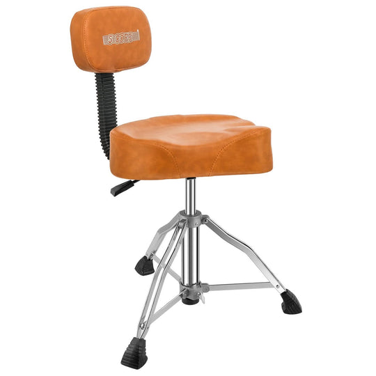5Core drum throne padded guitar stool with backrest for adults and kids brown