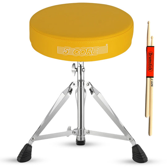 5Core Drum Throne Padded Adjustable Guitar Stool Drummer Seat for Adults & Kids YELLOW