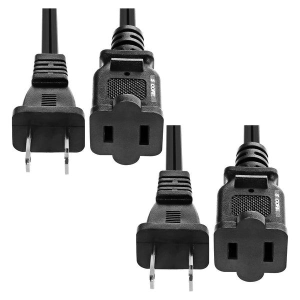 Set of 2 polarized 10 ft AC power cords with male to female connectors