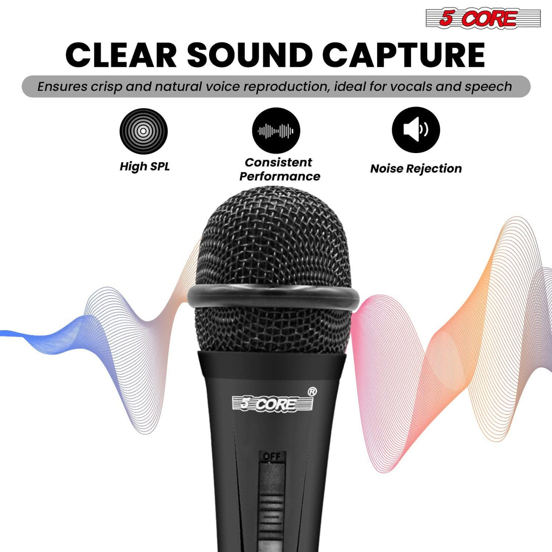 5 Core cardioid dynamic handheld mic for stage and studio use