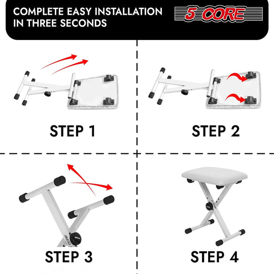 5Core X style piano stool with padded seat, adjustable for keyboard use