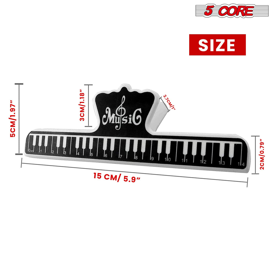 Lightweight 5Core music score clip designed for musicians and performers