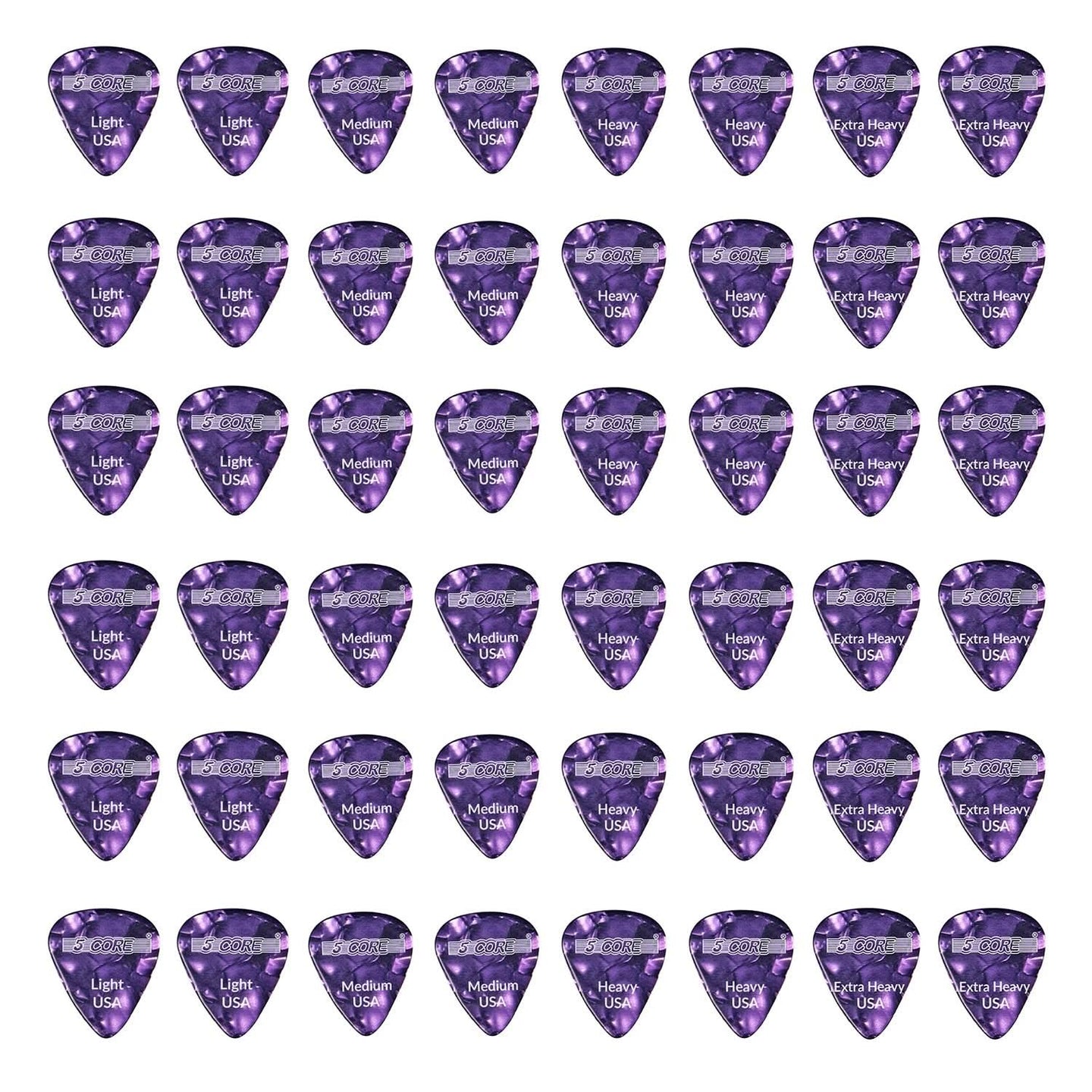 5 Core Guitar Picks Celluloid Light Medium Heavy Extra Heavy Gauge Pick for Acoustic Electric Bass Guitar Puas Para Guitarra