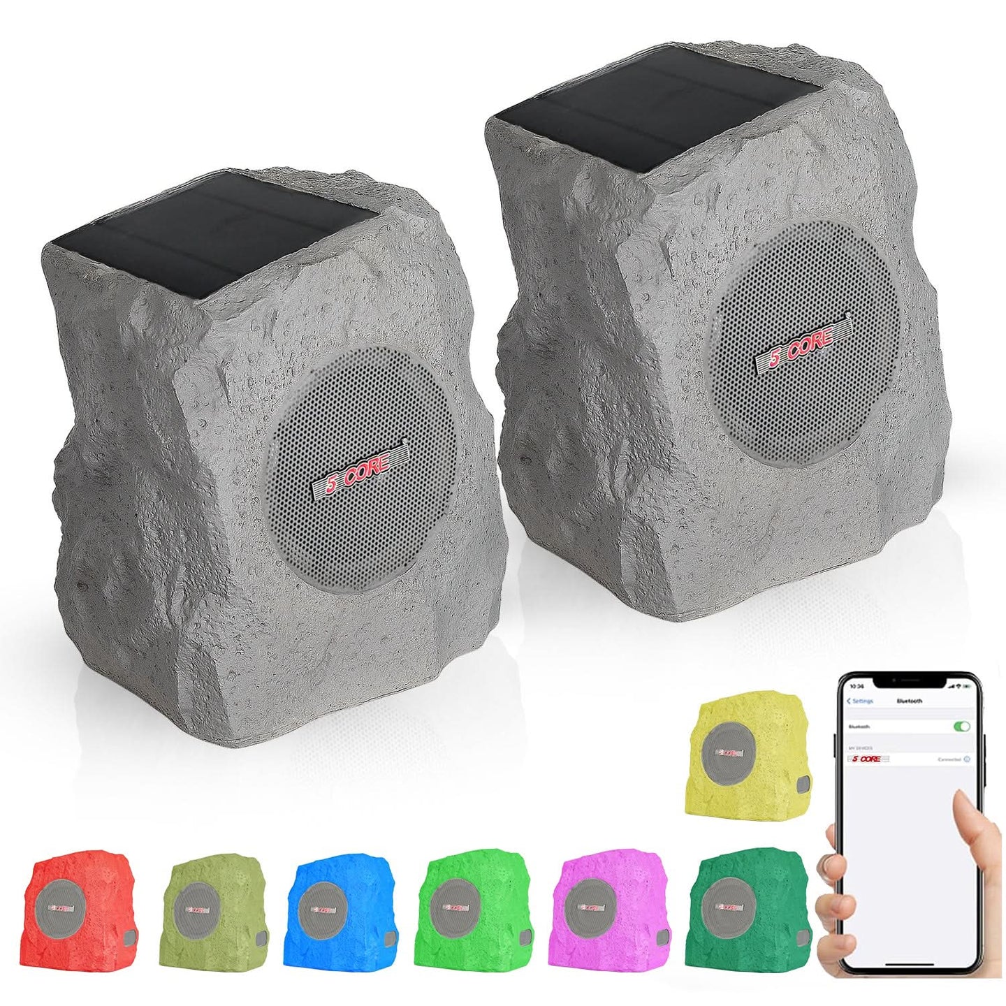 5Core Outdoor Wireless Speakers Bluetooth Rock Waterproof Linkable TWS Garden Speaker