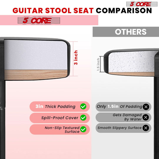 Guitar seat with a comfortable sponge cushion for enhanced support and long playing sessions.