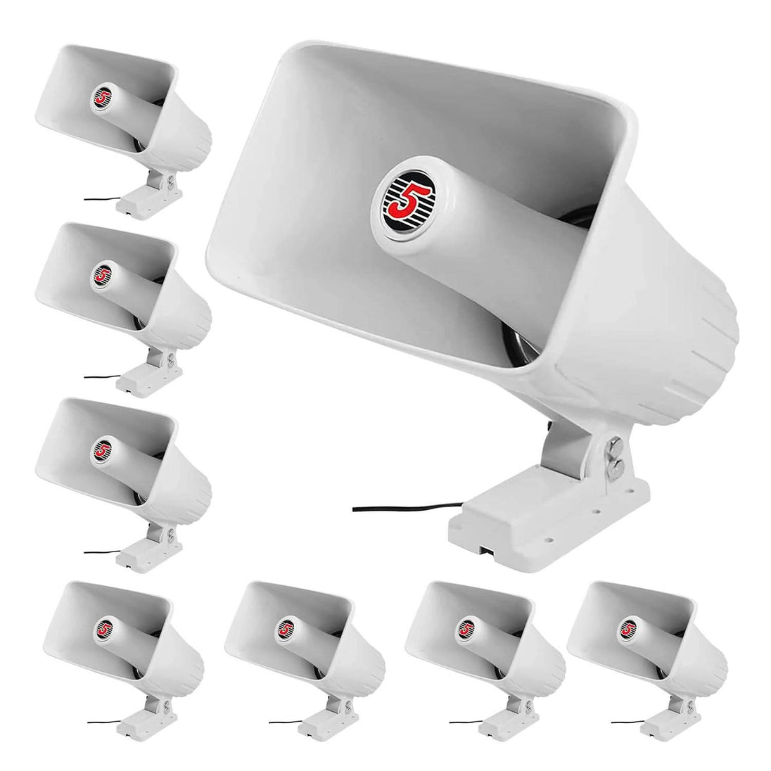 5 Core PA Horn Speaker 8Pcs 8 Inch 65W Loud Audio Outdoor Speakers System 8Ohm Reflex Megaphone