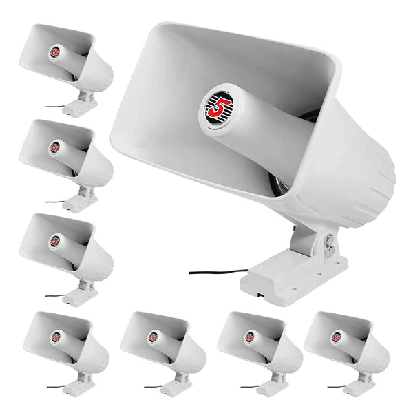 5 Core PA Horn Speaker 8Pcs 8 Inch 65W Loud Audio Outdoor Speakers System 8Ohm Reflex Megaphone