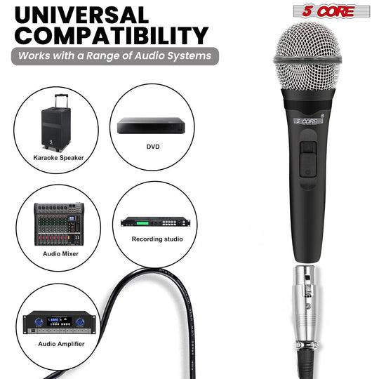 5Core micrófono XLR dinámico para canto karaoke y grabación de estudio