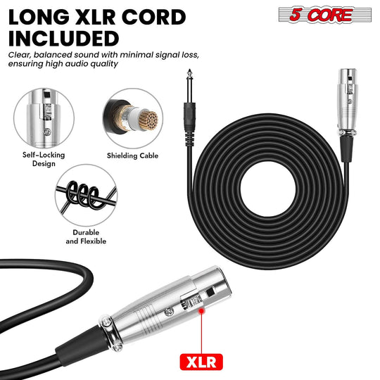 5Core handheld microphone XLR dynamic mic for professional vocal clarity
