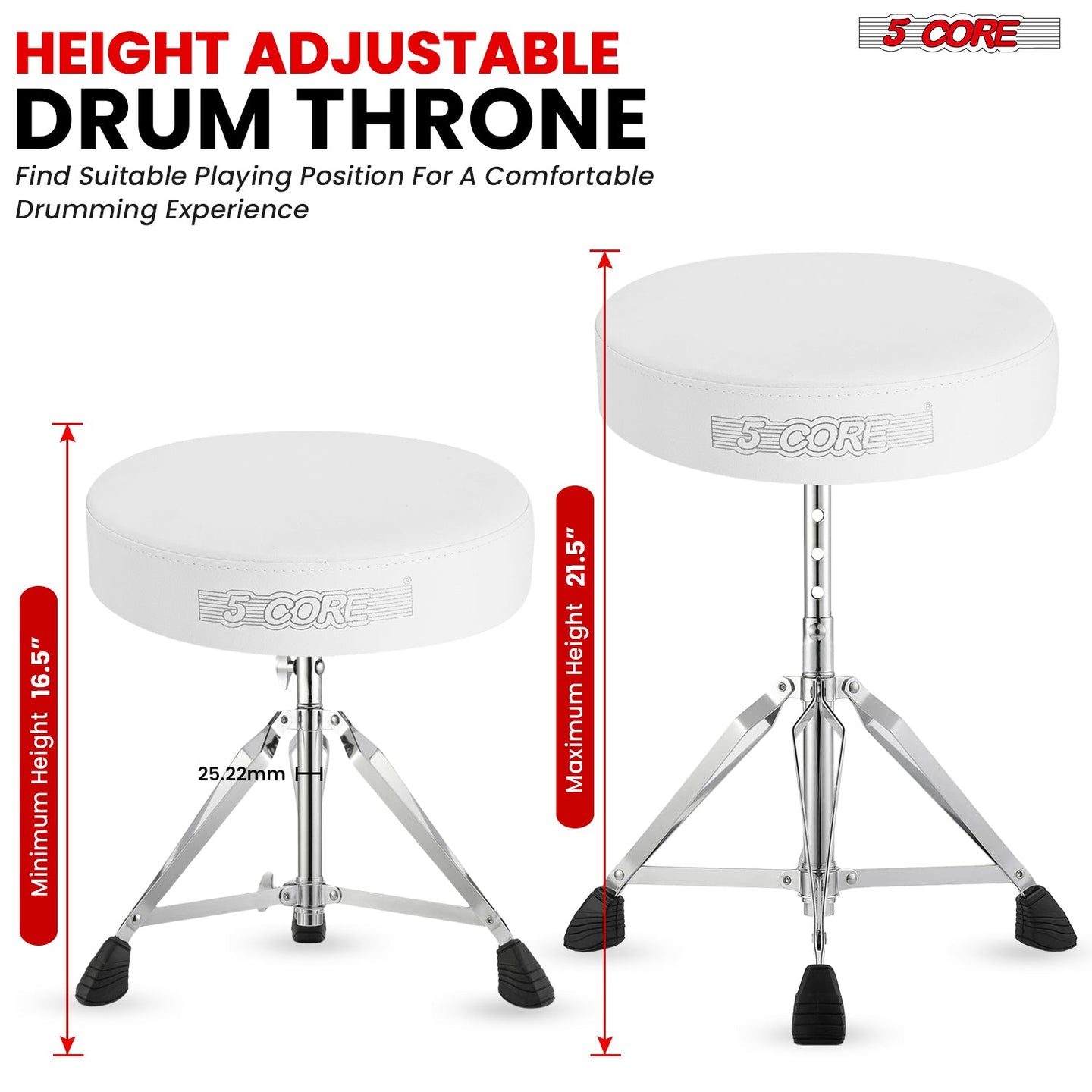 Adjustable height drum seat built with high-quality materials for long-lasting performance.