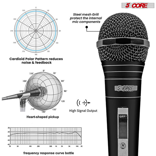 5Core XLR karaoke microphone professional dynamic mic for clear vocal pickup