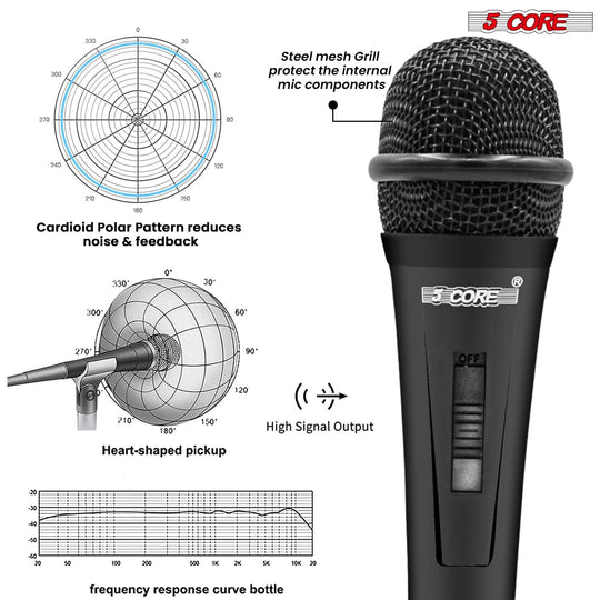 5Core dynamic XLR mic karaoke singing microphone for live and studio performance
