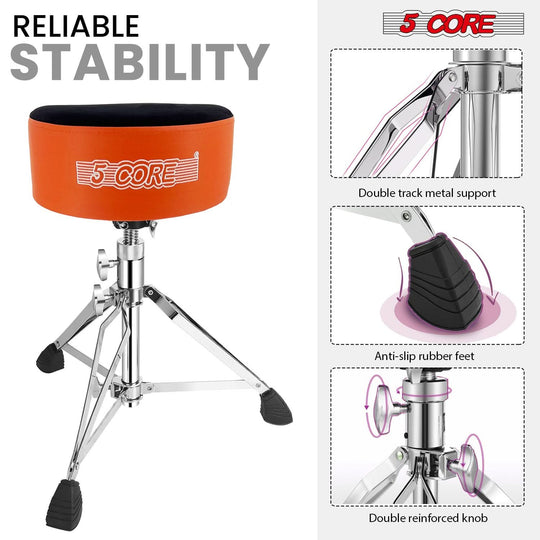 5 Core adjustable padded drum throne for professional music sessions