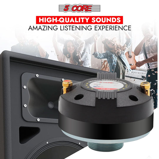 Front view of 5Core horn driver showing wide sound dispersion design