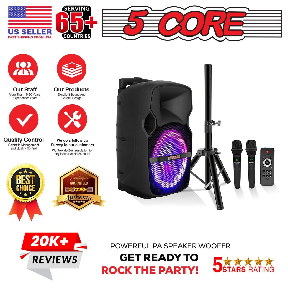 PA and karaoke Bluetooth speaker with high output 8 inch driver