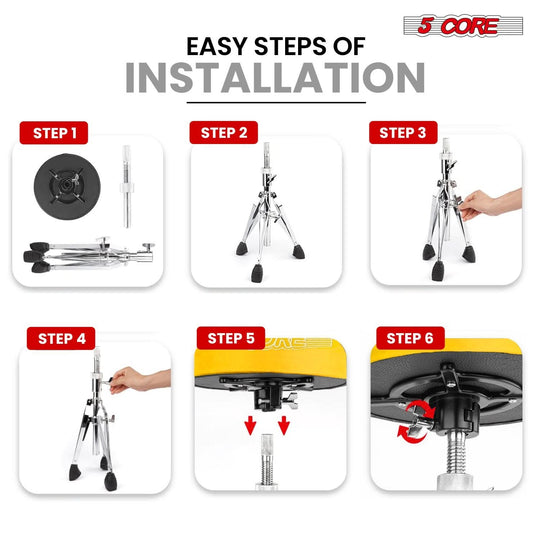 Velvet topped musician chair stool with 5 inch padding and heavy duty build