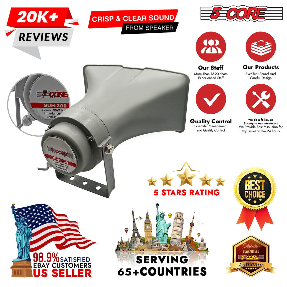 5 Core loud PA horn speaker with professional-grade audio performance