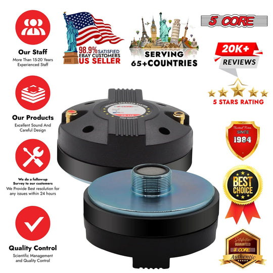 Mounted 5Core compression driver tweeter in professional speaker enclosure
