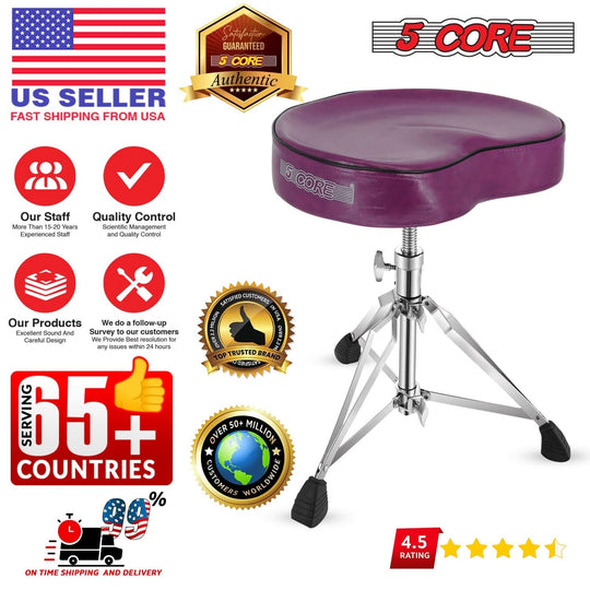 5Core drummer stool with stylish saddle design and ergonomic build