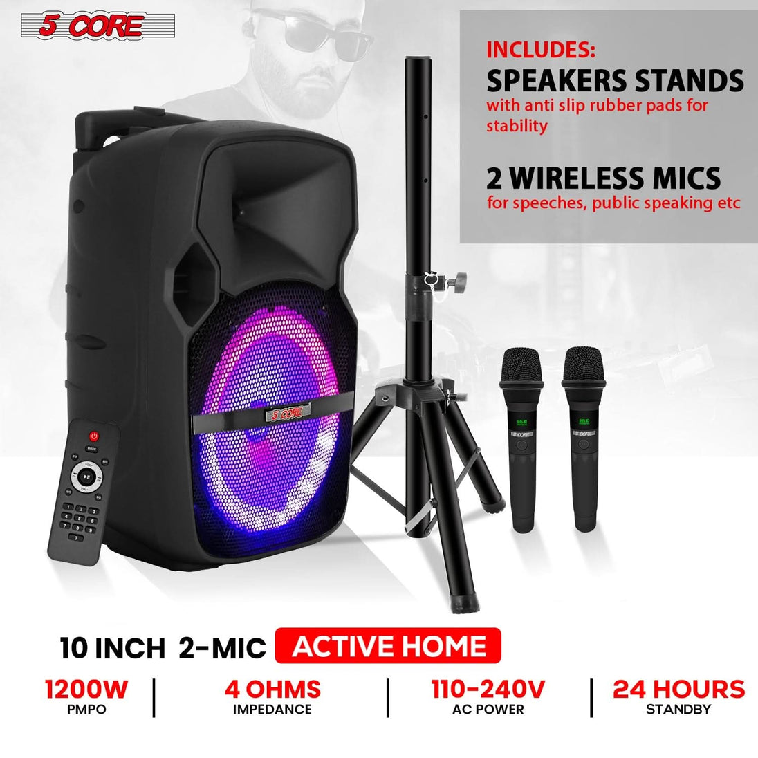 8 inch speaker boombox with karaoke, PA system, and Bluetooth music playback