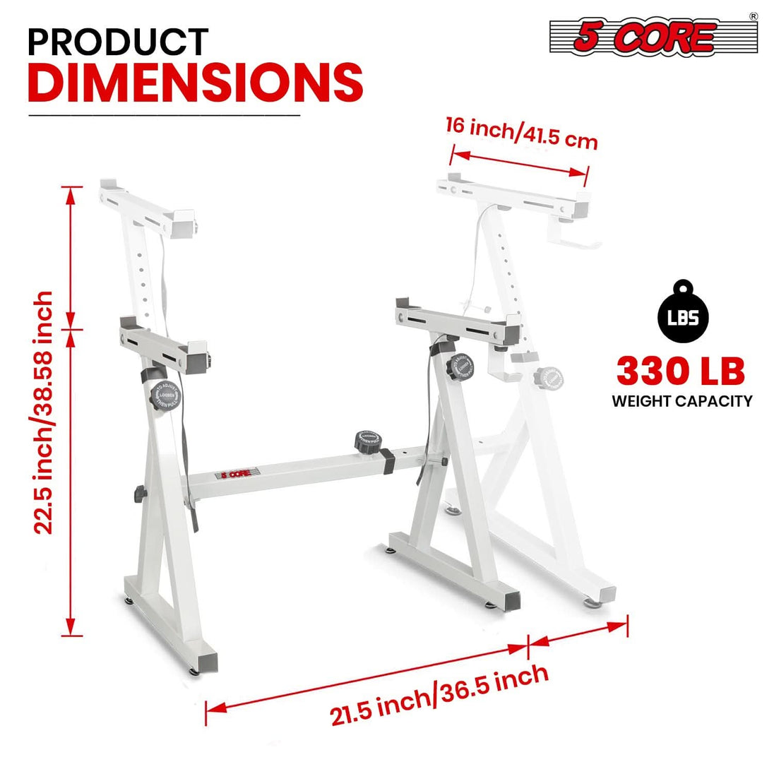 Z style white piano riser stand sturdy and adjustable by 5Core