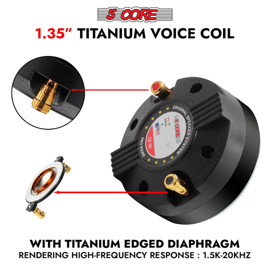 5Core audio horn tweeter system with durable metal build and sleek design