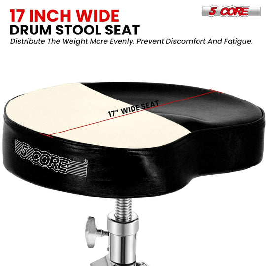 5Core padded guitar stool in black saddle design for musicians