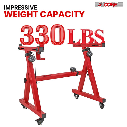 Z style red electric piano riser adjustable with wheels by 5Core