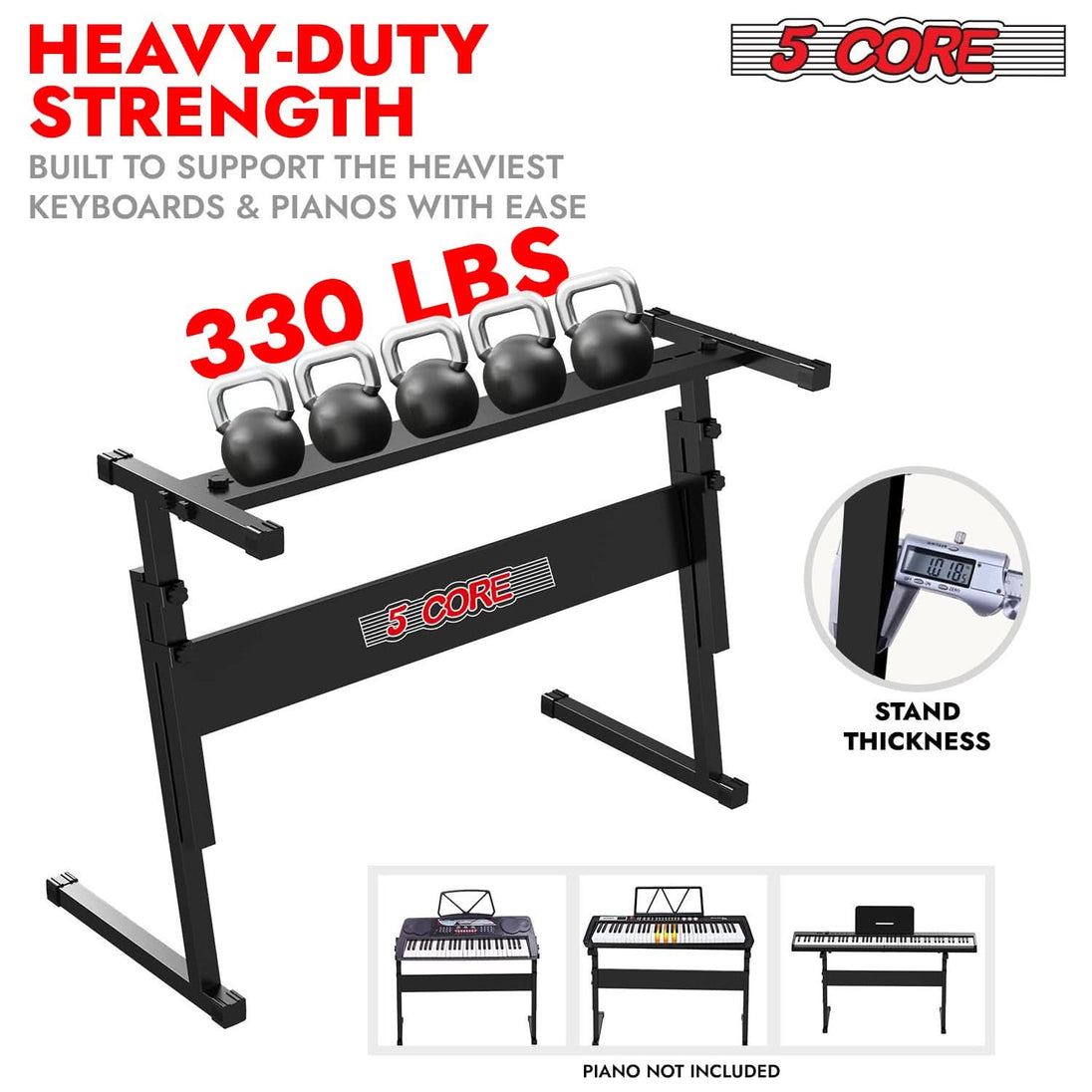 Height adjustable sturdy piano riser Z design stand from 5Core