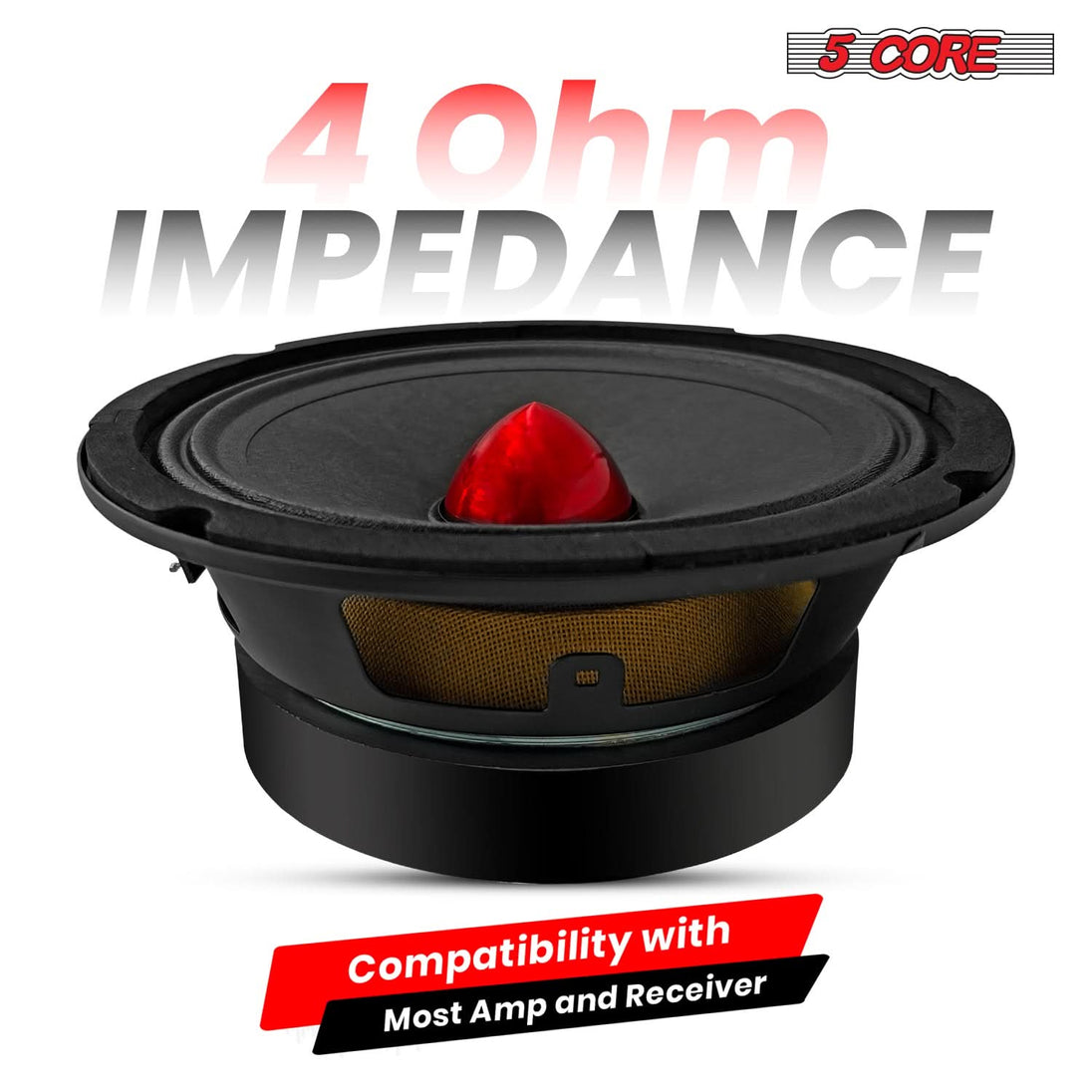 5Core 6.5 inch subwoofer speakers with midrange sound and durable aluminum frame
