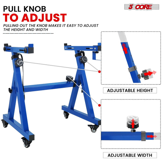 5Core blue keyboard stand Z style with caster wheels