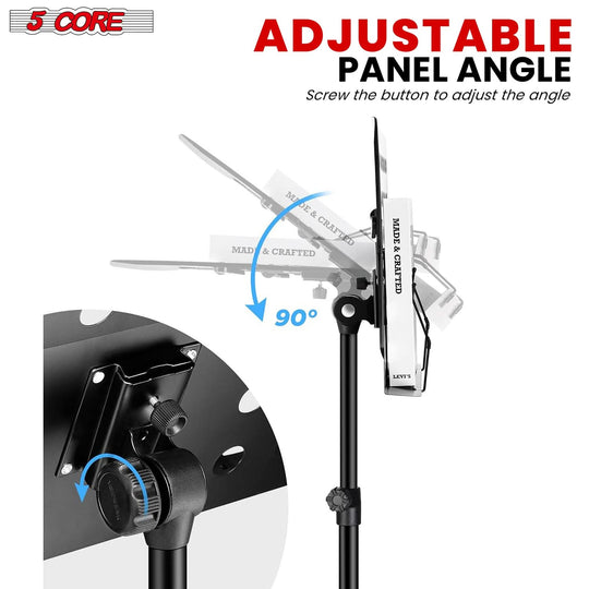 5Core black music stand tripod adjustable and foldable for sheet support