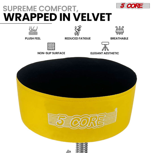 Heavy duty musician chair with luxurious velvet padded cushion