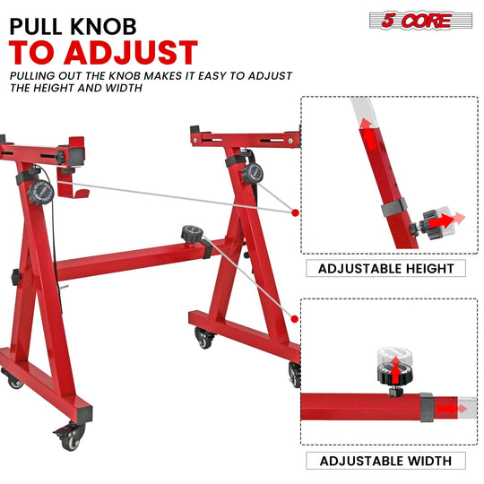 Electric piano stand Z frame red color with caster wheels 5Core