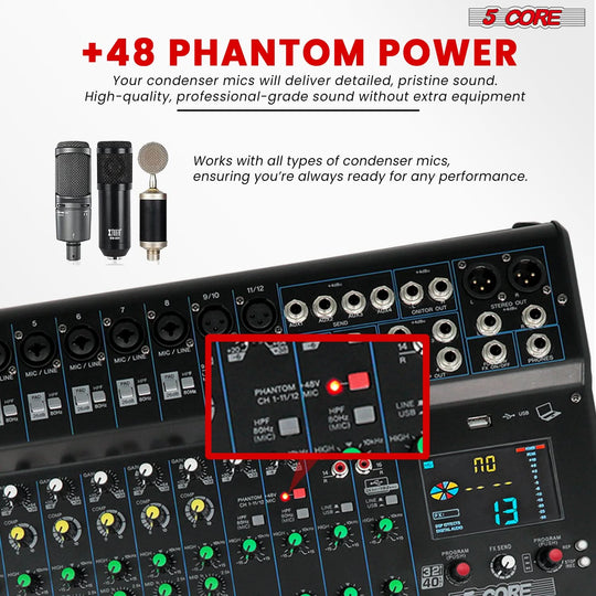 16 channel 5Core mixer for DJs, musicians, and sound engineers