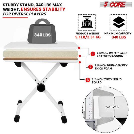 Adjustable Z Style Keyboard Stand with Integrated Piano Bench