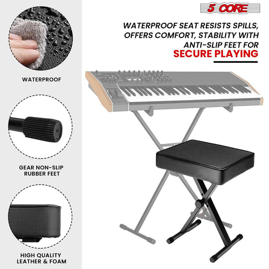 5Core keyboard stand adjustable z style piano riser black + keyboard piano bench black - 5Core high quality product image