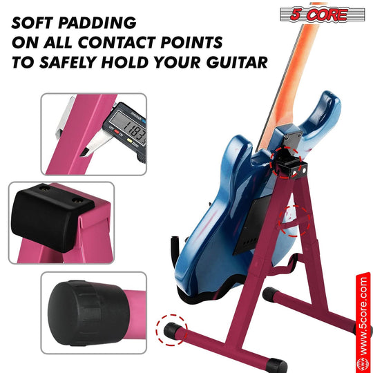 Vibrant pink finish complements any music space