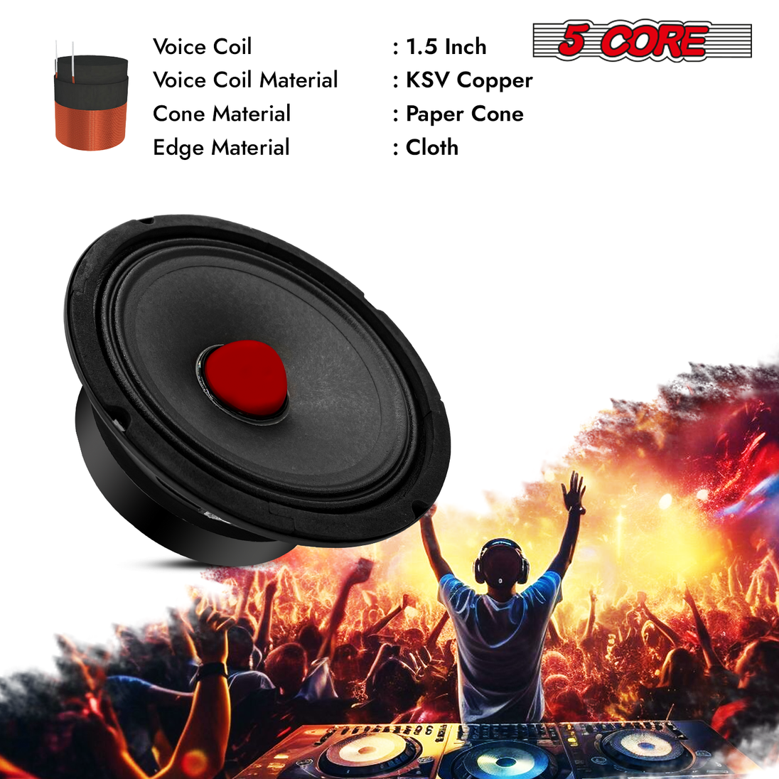 360W PMPO 6.5 inch speaker offering enhanced performance and modern design